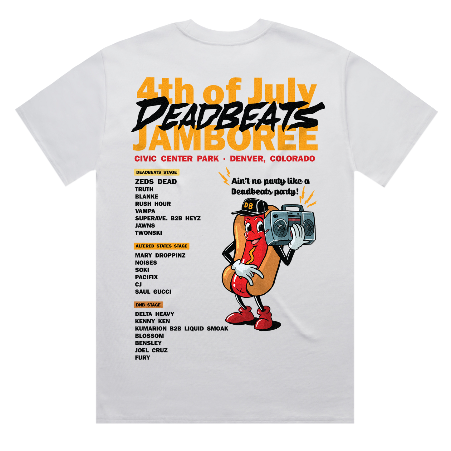 Deadrocks IX - Jamboree Hot Dog Tee - White