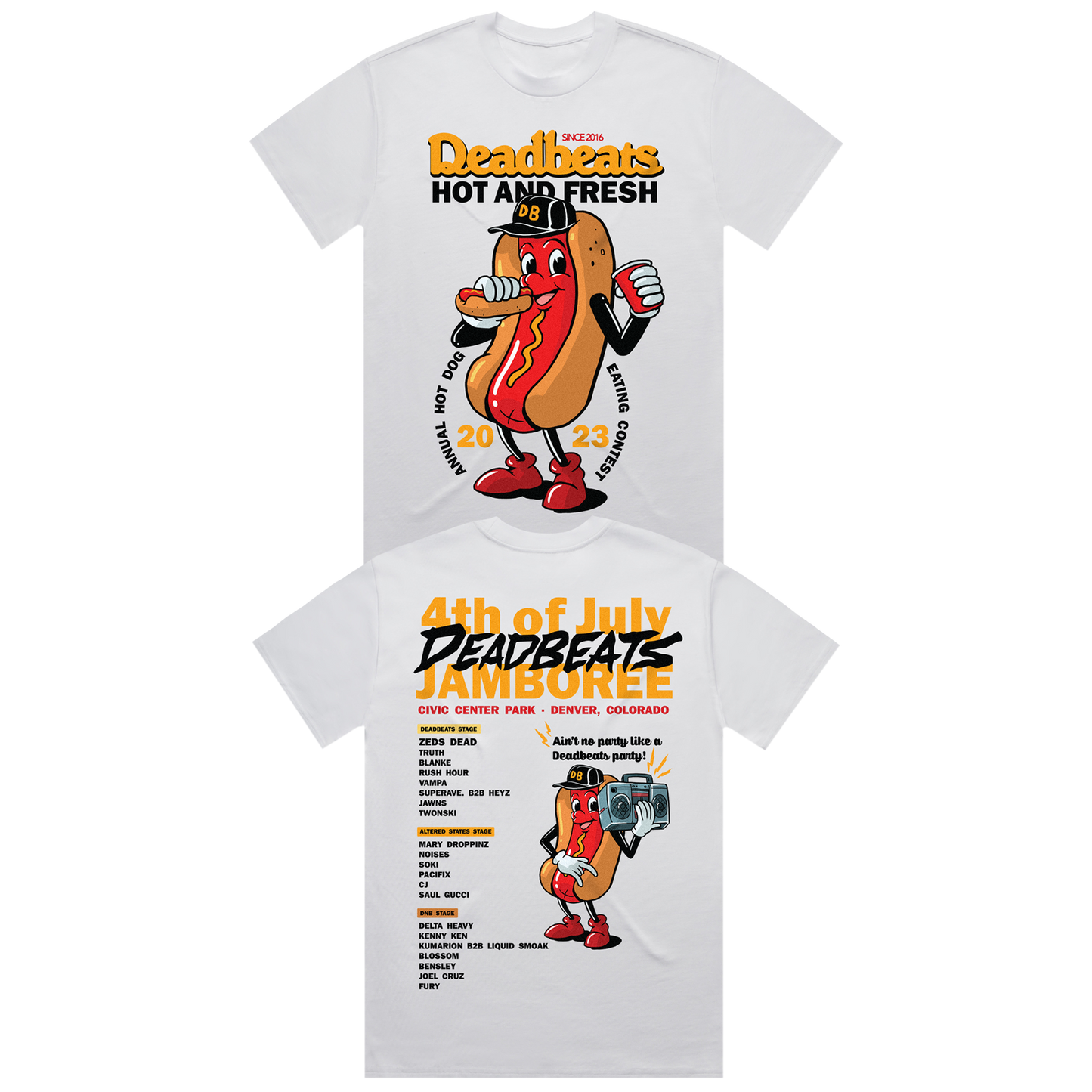 Deadrocks IX - Jamboree Hot Dog Tee - White