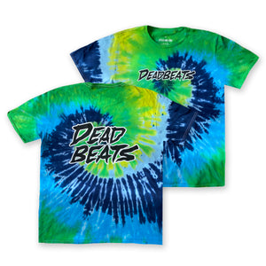 Deadbeats - Classic Logo - Green / Blue Splatter Tie Dye Tee